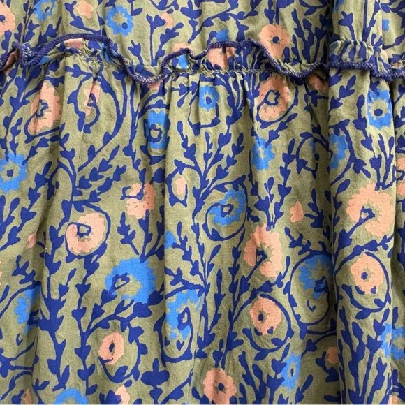 Anthropologie Penrose Tiered Tunic Dress Women Size M Floral Green Beach Boho - Picture 9 of 12